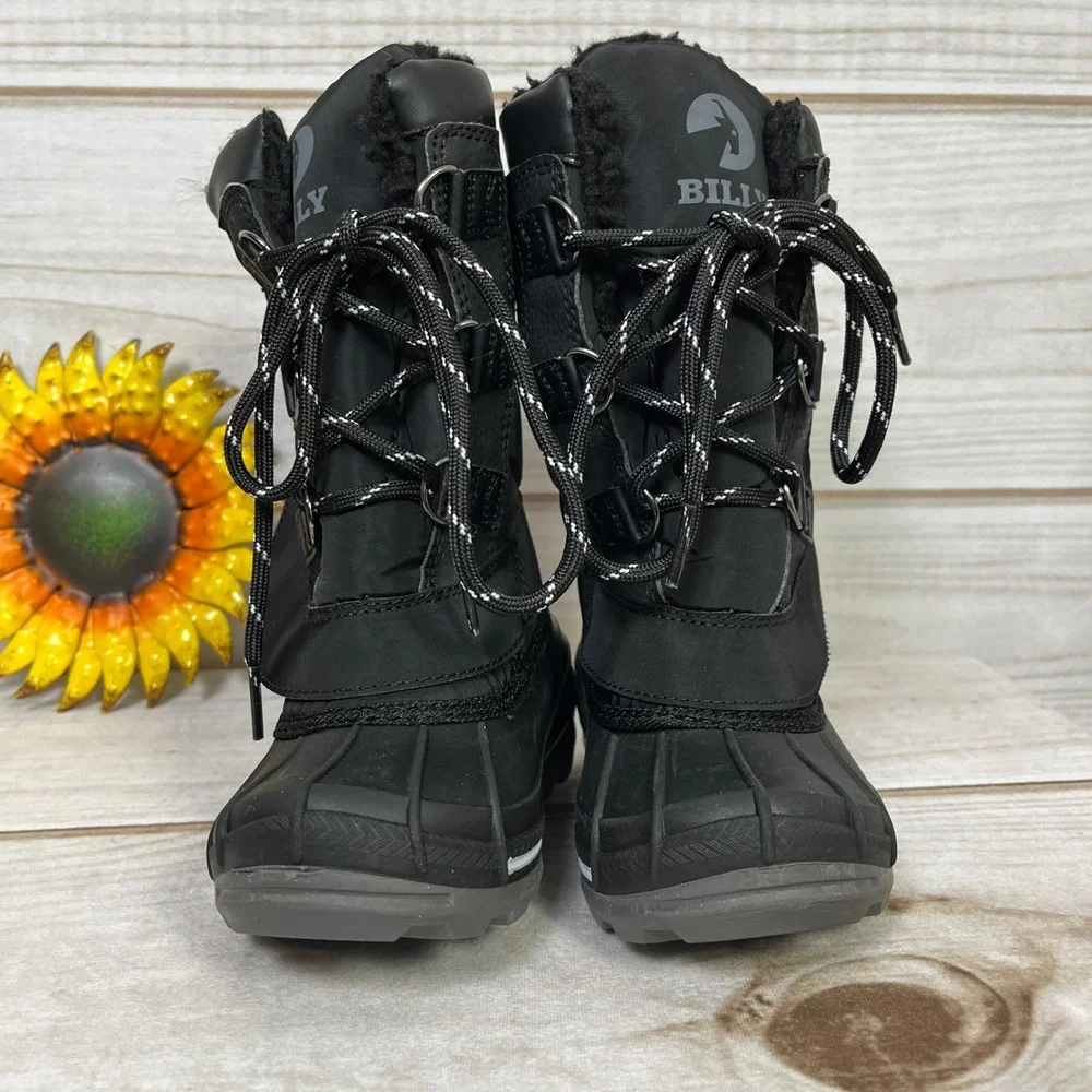Kids Black Billy Boots Waterproof Winter Zip Up Snow Boots Size Toddler 7‎